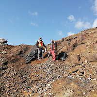 Kevin Brewer with Yukon Geological Survey Geologist Derek Torgerson at the M-Subzone, Main Zone