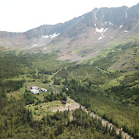 Logjam Creek Valley with Camp and Deposit in Background