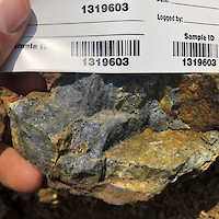 Grab sample containing 7.53/g/t gold, 1,000 g/t silver, 10% lead, 1,836 g/t zinc, 2,000 g/t stibnite and 1,882 g/t copper